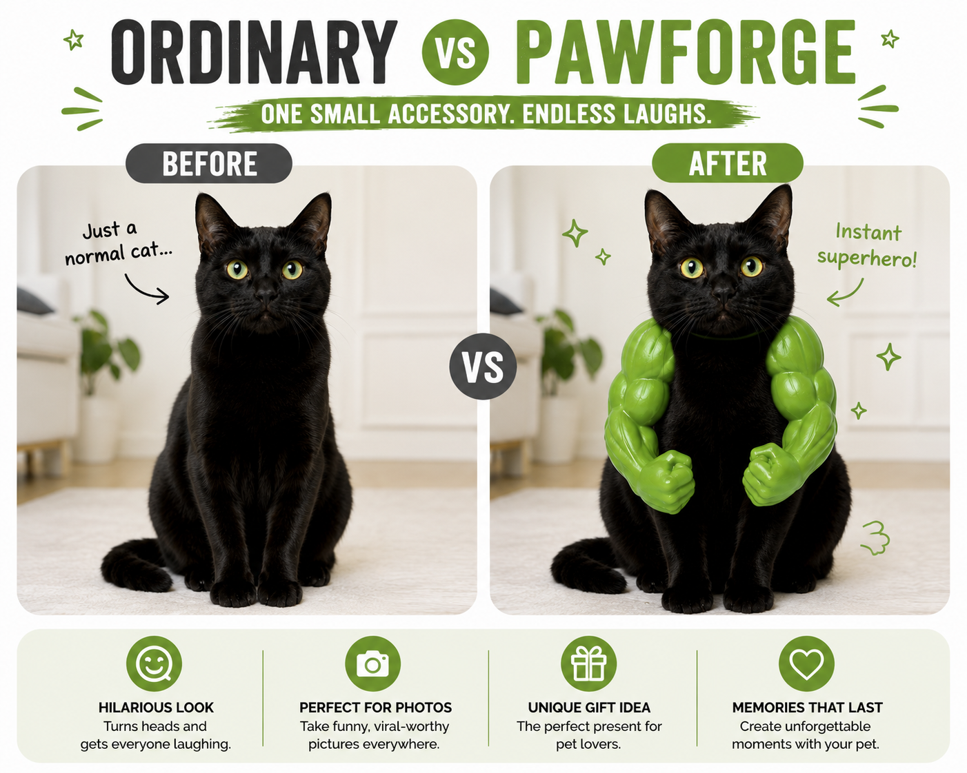 PawForge™ Funny Muscle Arms Costume for Cats & Small Dogs